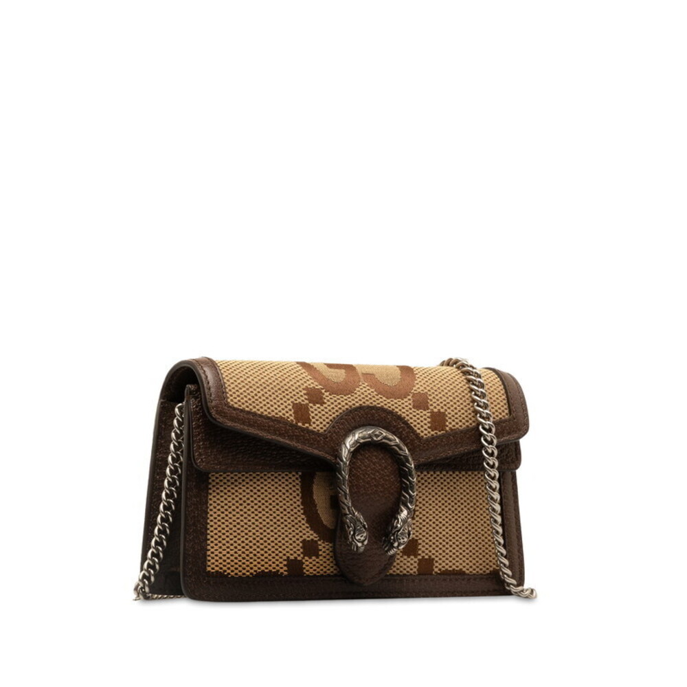Gucci Brown GG Leather Jumbo Shoulder Canvas Chain Bag Dionysus